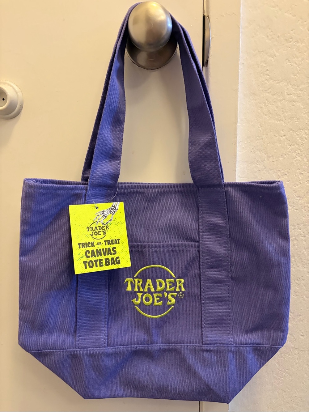 Purple Trader Joe's Mini Canvas Tote Bag